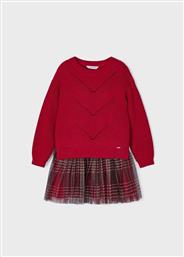 Mayoral Παιδικό Φόρεμα Σετ με Μπλούζα Βελούδινο Καρό Κόκκινο από το Modivo