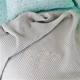 Κουβέρτα Αγκαλιάς & Λίκνου Riviera Little Star Πικέ 80x110cm Grey Melinen