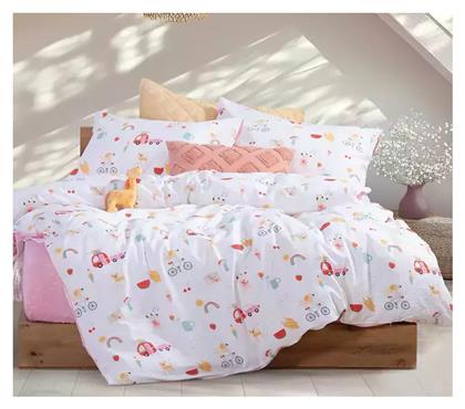 Nef-Nef Homeware Σετ Σεντόνια Μονά Βαμβακερά Happy Today Ροζ 170x260cm 3τμχ - Nef Nef