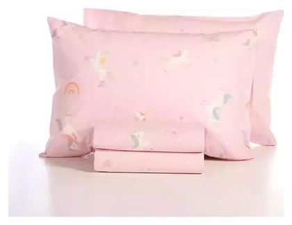 Nef-Nef Homeware Σετ Σεντόνια Μονά Βαμβακερά Unicorns Style Ροζ 170x260cm 3τμχ - Nef Nef