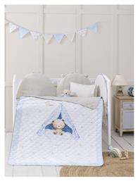Σετ Παιδικό Κουβερλί Μονό με Μαξιλαροθήκη Λευκό, Γαλάζιο 120x170εκ. Nima