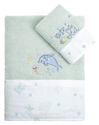 Σετ Βρεφικές Πετσέτες 2τμχ Sea Love Τυρκουάζ 70x140cm Βάρους 400gr/m² Nima