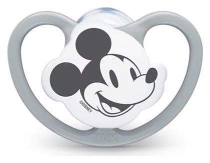 Ορθοδοντική Πιπίλα Σιλικόνης για 0-6 μηνών Space Mickey με Θήκη Γκρι Nuk