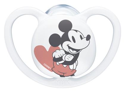 Ορθοδοντική Πιπίλα Σιλικόνης για 0-6 μηνών Space Mickey & Minnie με Θήκη Λευκό Nuk