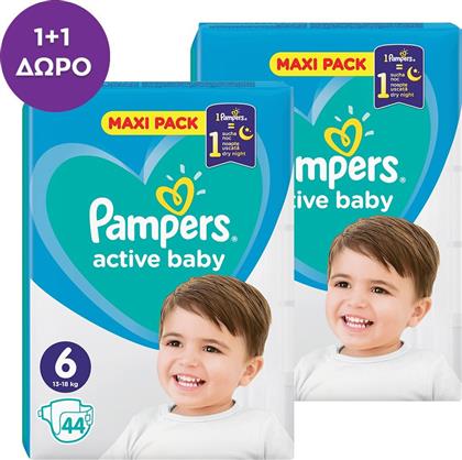Pampers Active Baby 1+1 Πάνες με Αυτοκόλλητο No. 6 για 13-18kg 88τμχΚωδικός: 19355826 από το e-Fresh