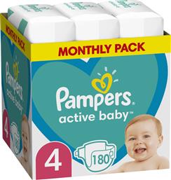 Pampers Active Baby Πάνες με Αυτοκόλλητο No. 4 για 9-14kg 180τμχ