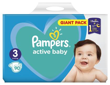 Active Baby Πάνες με Αυτοκόλλητο No. 3 για 6-10kg 90τμχ Pampers από το Pharm24