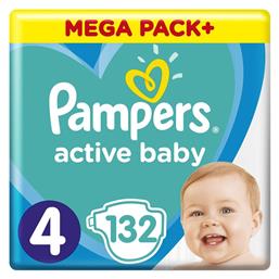 Active Baby Πάνες με Αυτοκόλλητο No. 4 για 9-14kg 132τμχ Pampers από το Pharm24