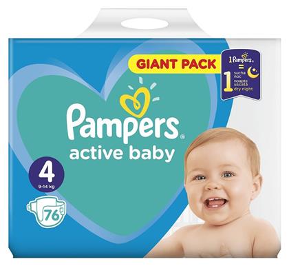 Active Baby Πάνες με Αυτοκόλλητο No. 4 για 9-14kg 76τμχ Pampers από το Pharm24