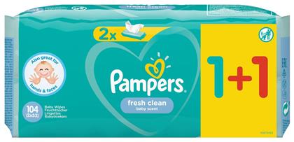 Fresh Clean Μωρομάντηλα χωρίς Οινόπνευμα 2x52τμχ Pampers