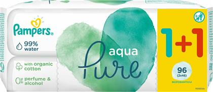 Pampers Οικολογικά και Υποαλλεργικά Μωρομάντηλα ''Pure Aqua '' χωρίς Άρωμα, Οινόπνευμα & με 99% Νερό 2x48τμχ από το Pharm24
