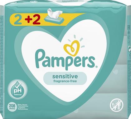 Pampers Sensitive Υποαλλεργικά Μωρομάντηλα χωρίς Οινόπνευμα & Άρωμα 4x52τμχ από το PharmaGoods