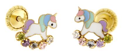 Παιδικά Σκουλαρίκια Καρφωτά Μονόκεροι από Χρυσό 9K - Eleftheriou