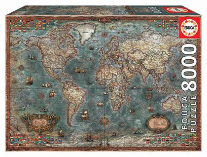 Puzzle Antique World Map 2D 8000 Κομμάτια - Educa