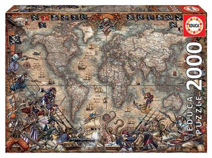 Puzzle Antique World Piratic Map 2D 2000 Κομμάτια - Educa