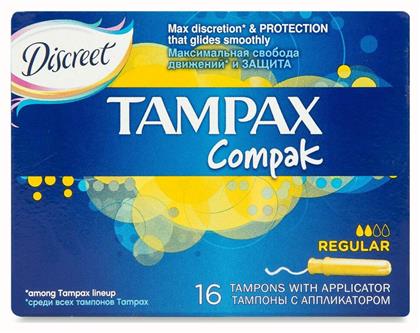 Ταμπόν Compak Regular με Απλικατέρ για Κανονική Ροή 16τμχ Tampax