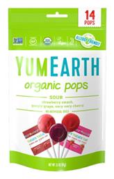 Γλειφιτζούρια Organic Pops με Γεύση Κεράσι, Μήλο, Σταφύλι 87gr 14τμχ YumEarth